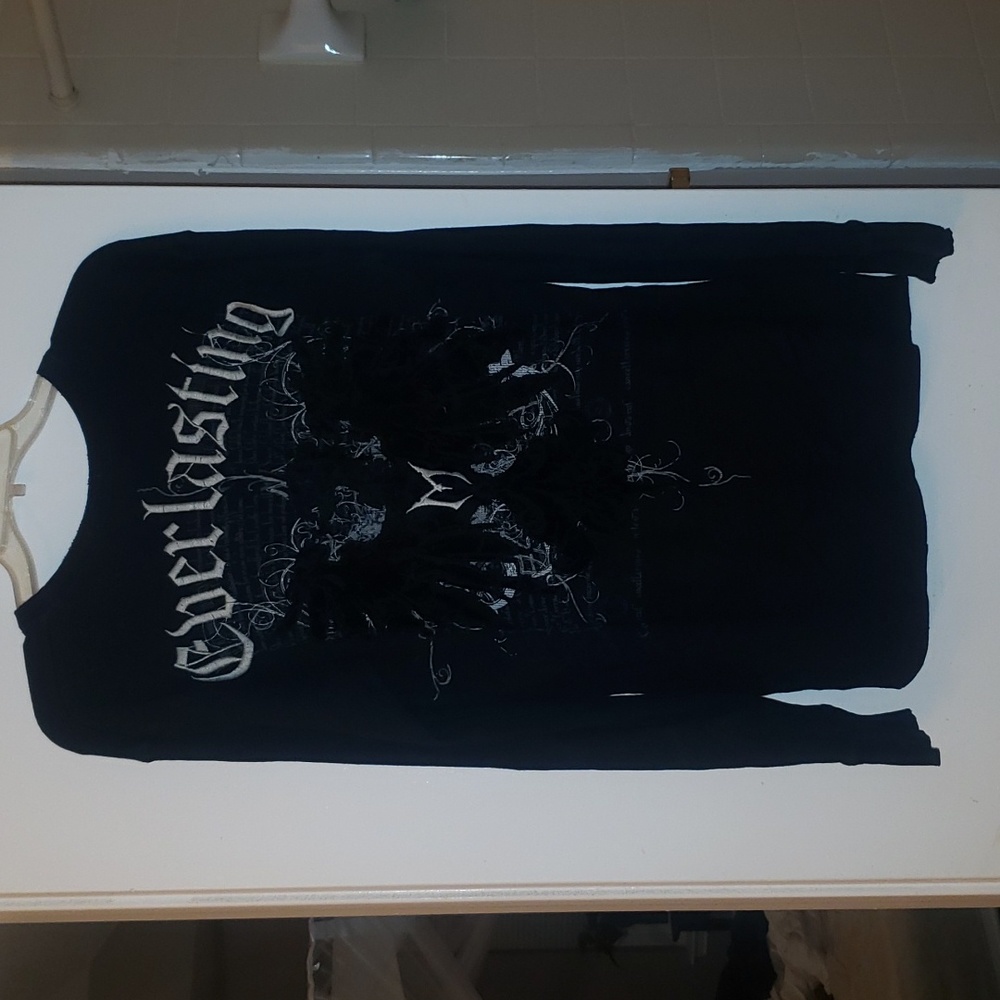 Men's Monarchy Everlasting Blck Thermal Biker Grunge Long Sleeve Embroidered XL